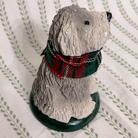 VTG Byers’ Choice Ltd. Shaggy Dog Figurine w/ Plaid Scarf- The Carolers Series - Picture 2 of 6